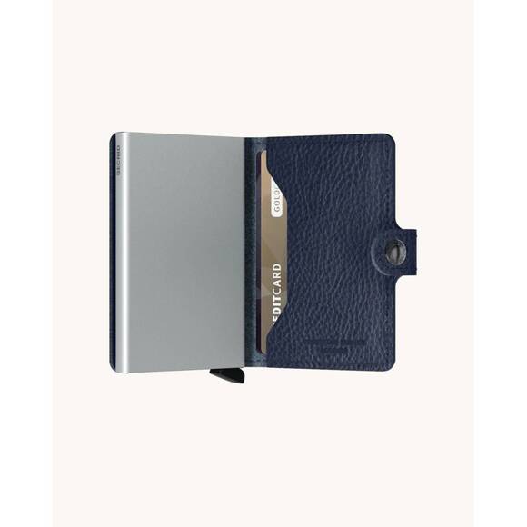 NEW SECRID men's compact mini wallet in vegetable tanned navy/silver